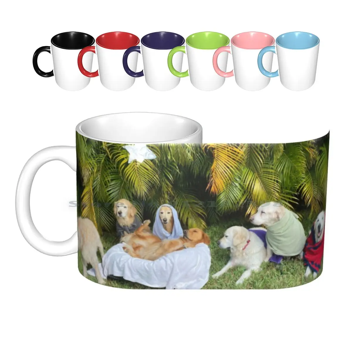 Golden Ratio Nativity Ceramic Mugs Coffee Cups Milk Tea Mug Nativity Dogs Christmas Creative Trending Vintage Gift Bottle Cup