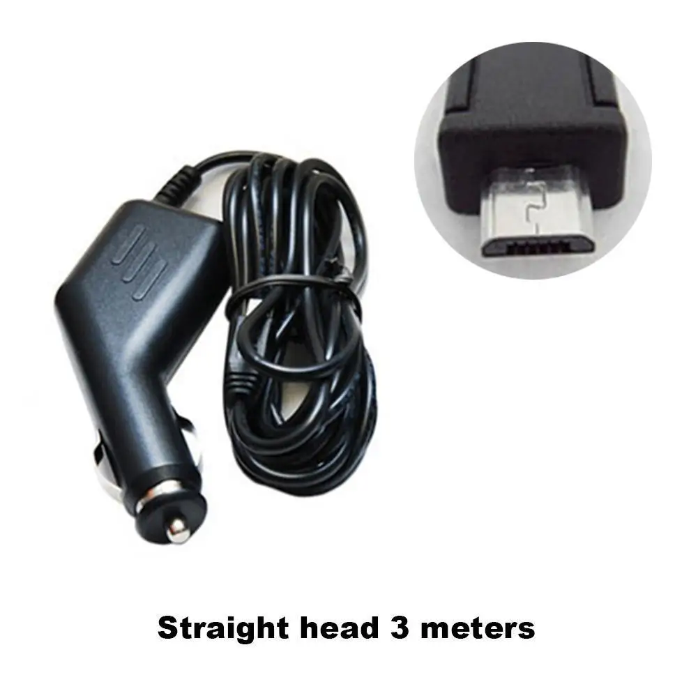 3.5 meter 5V 1.5A Curved Mini USB Car Charger Port for Car DVR Camera GPS Video Recorder Input DC 12-24v