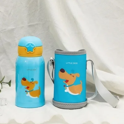 

600ml Baby animal Feeding Cup leak-poof thermal Cup Stainless Steel Milk Thermos for Children Insulated hot water Bottle