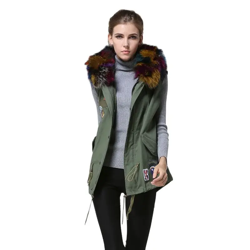 

Spring Women Wear Multicolor Fur Vest Large Real Fur Collar For Women Waiscoat Mr Or Mrs Wear