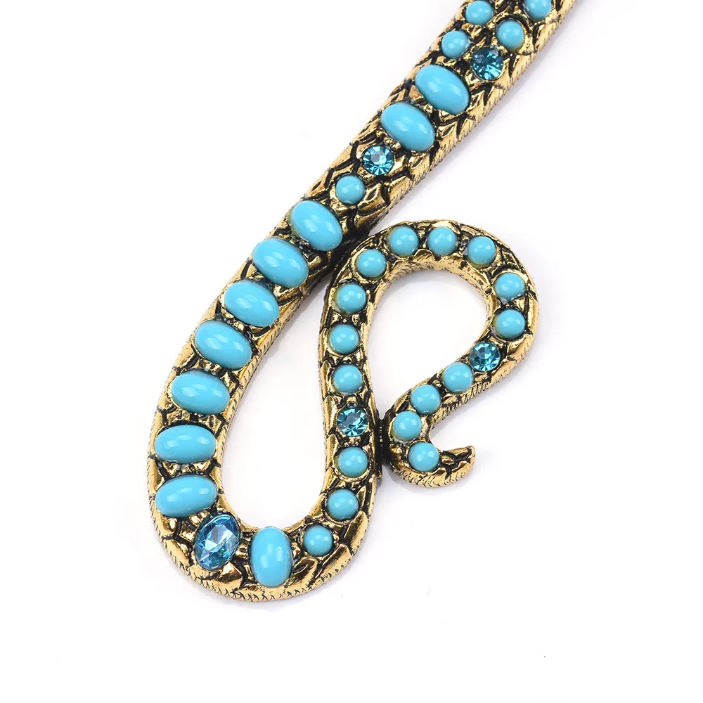 2026 New Boho Ethnic Tribal Snake Shape Open Choker Necklace Women Indian Inlay Resin Stone Pearls Crystal Large Collar Necklace