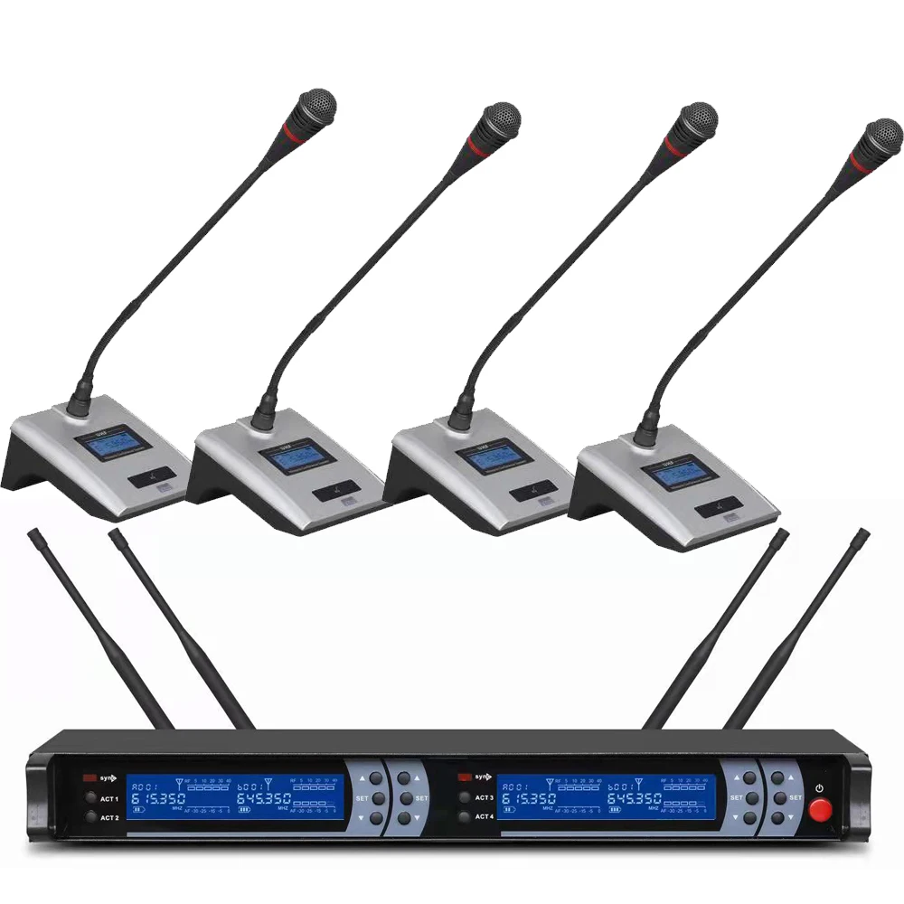 

MiCWL SKM9200 4 Gooseneck Wireless Microphone System 4 Desktop Conference Meeting Room DJ Karaoke Sets