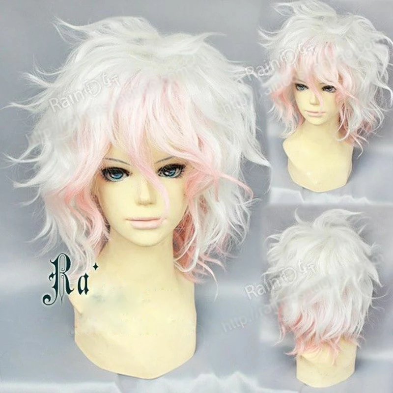 

Парик Danganronpa Dangan Ronpa Nagito Komaeda, короткие вьющиеся термостойкие парики из синтетических волос + шапочка для парика