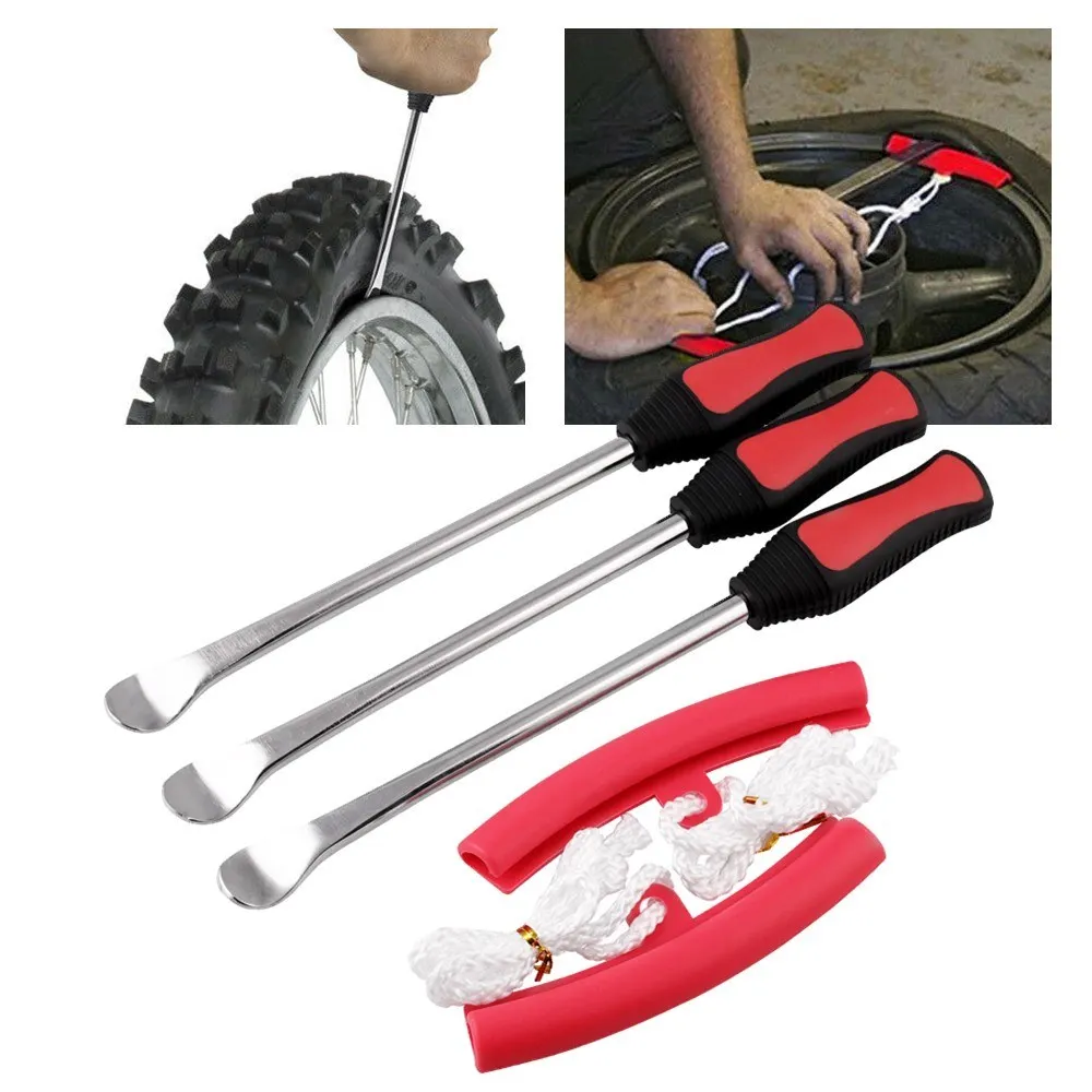 30Set Leverage Tire Spoon Lever Tool Kit Tire Change Kit with 2 Rim Protectors Tool Kit for Motorcycle Bike Mounting Dismounting