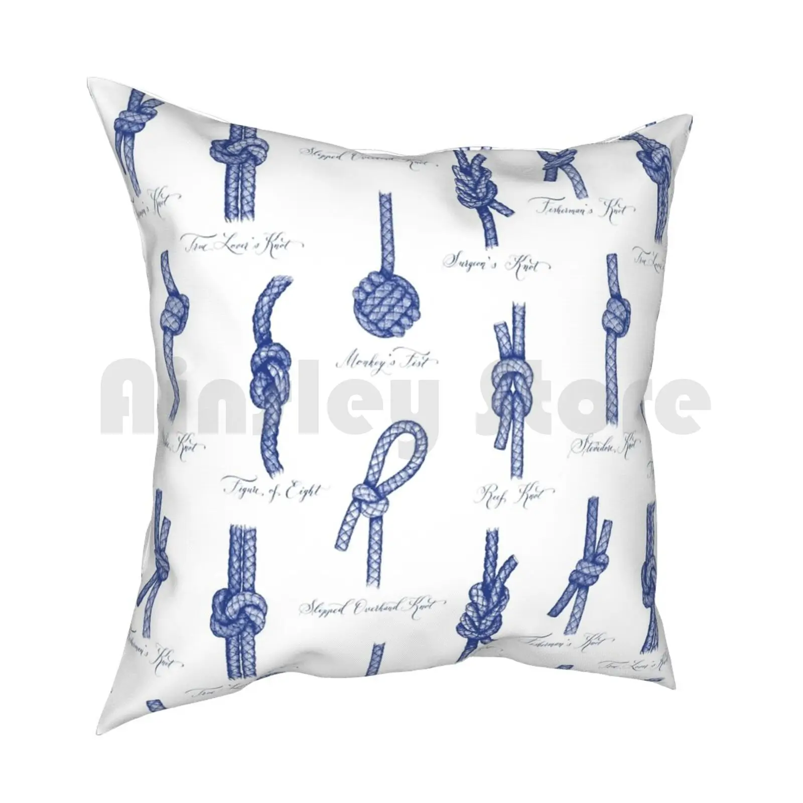 Knots ( White And Navy ) Pillow Case Printed Home Soft DIY Pillow cover Maritime Marine Knot Knots Coastal Sea Ocean