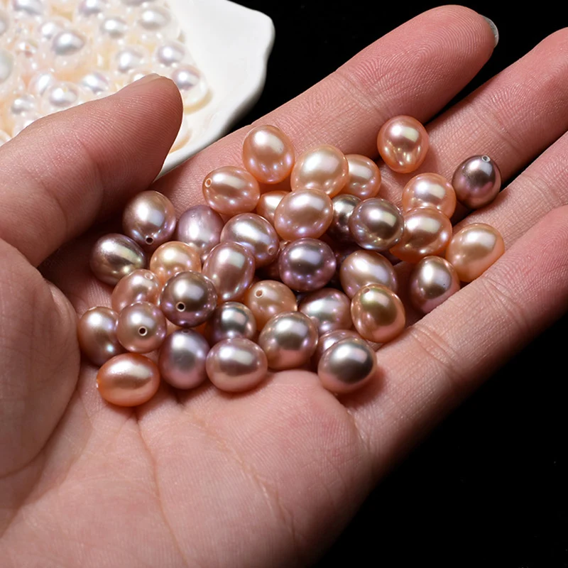 2A Quality White Pink Purple Drop Pearl Loose Bead Natural Freshwater Half Hole Rice Pearls for DIY Bracelet жемчуг натуральный