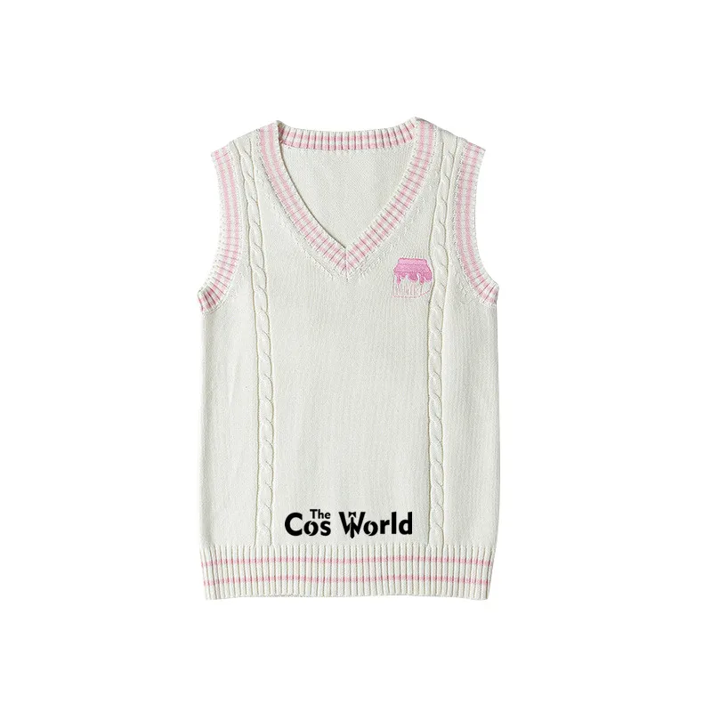 

S-XXL Spring Autumn Milk Bottle Pattern Sleeveless Knit Vests Pullovers V Neck Sweaters For JK School Uniform Student Clothes