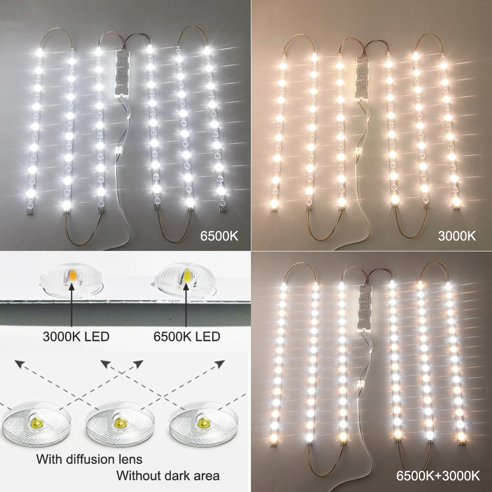 Imagem -06 - Barra de Led Mais Driver de Led Cores Duplas Led Barra de Luz Regulável & Cor Variável Rígida Tira Conduzida 310 mm 520 mm Placa da Lâmpada de Teto Peças