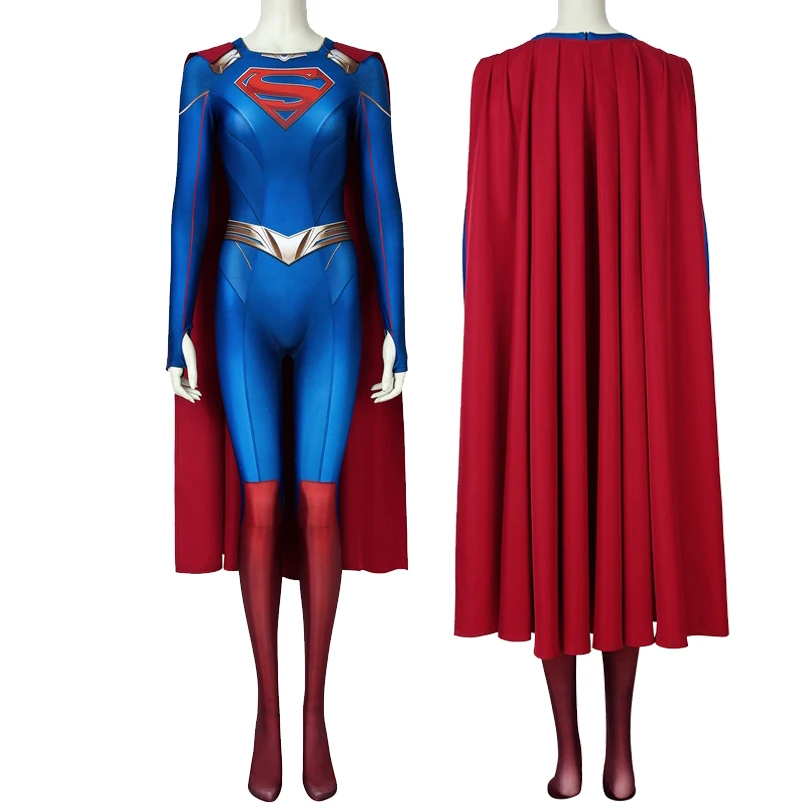 

Adult Women Super Girl Season 5 Kara Zor-el Jumpsuit Cosplay Costume Halloween Masquerade Party Bodysuit