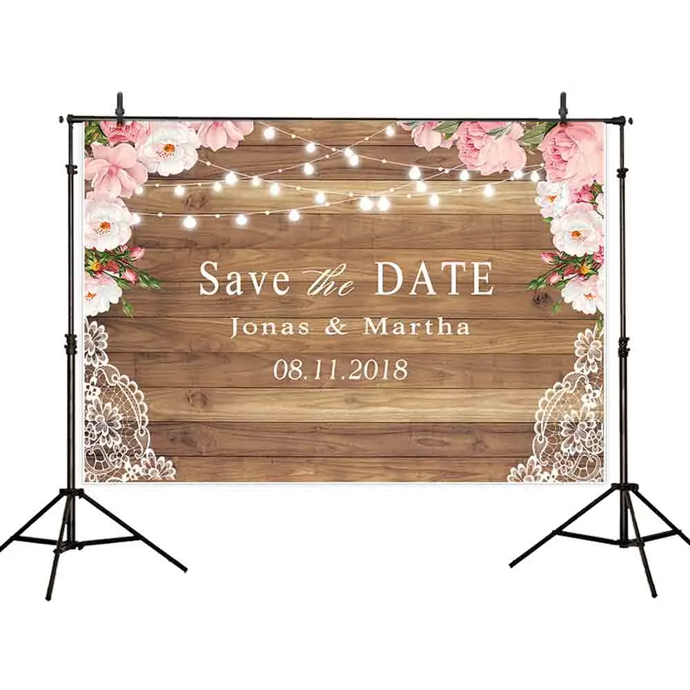 Allenjoy Wedding Photography Backdrop Spring Rustic Wooden Flower Party Glitter Love Background Curtain Photocall Photozone