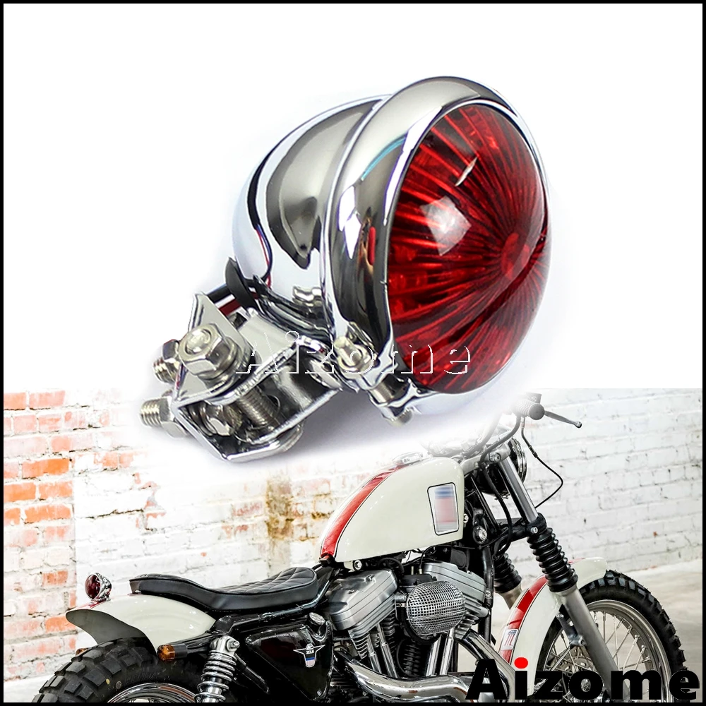 Motorcycle 2 Lens LED Taillights Stop Rear Light For Harley Cafe Racer Bobber Scrambler Bates Tail Light Brake Lamp