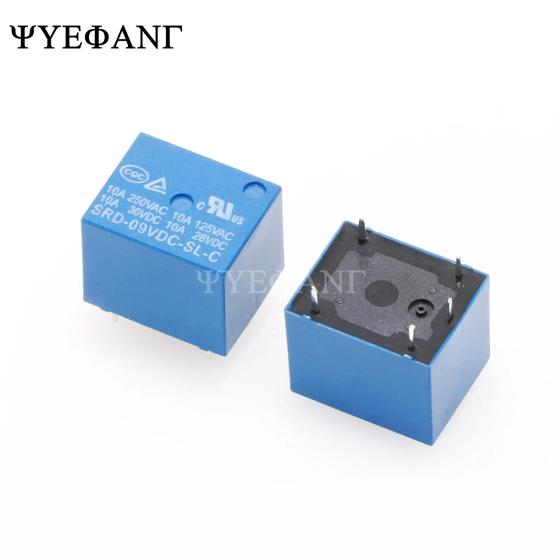 5Pcs 9V DC Power Relay SRD-09VDC-SL-C T73-9V SRD-9VDC-SL-C 5Pin PCB Type