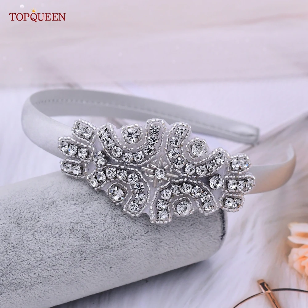 Topqueen s03 simples e elegante casamento nupcial contas de prata strass headdress menina fresco e elegante requintado faixa de cabelo