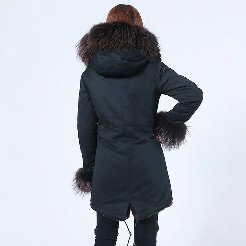 Winter new jacket fox fur collar fur mid-length parka coat loose casual detachable thick liner Nick coat