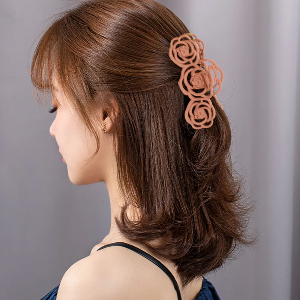 2021 New Fashion Beautiful Rose Flower Modeling Large Hairpin Barrettes for Women Girl Accessories Headwear