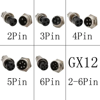 GX12 2/3/4/5/6 Pin havacılık konektörü erkek tak kadın + soket dairesel Metal dağı elektrikli tel Panel konnektörler adaptörü 12MM