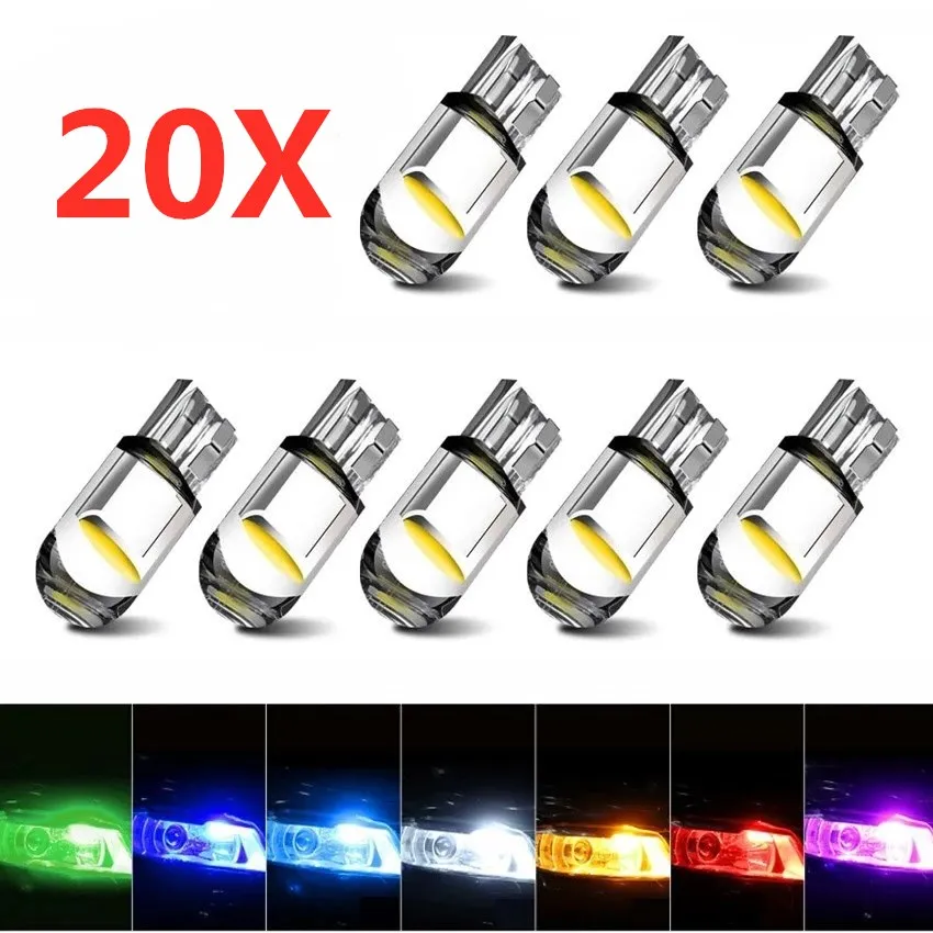 20/10/1PCS New 2021 W5W Led T10 Car Light COB Glass 6000K White Car License Plate Lamp Dome Reading DRL