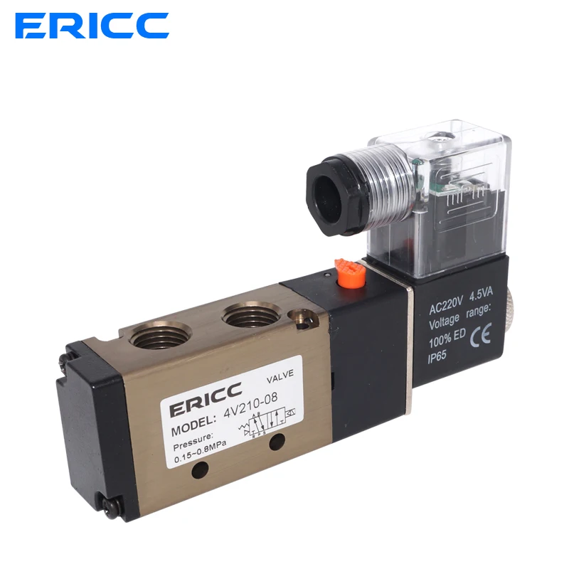 4V210-08 Air Solenoid Valve 5 Way Port 2 Position Gas Pneumatic Electric Magnetic Valve 12V 24V 220V port 1/4