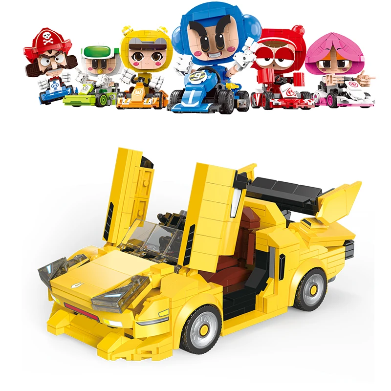 

Kart Racing Series Bricks Toys Cheetah Convertible Pyron SR Character Dolls Preserved Eggs Cars Building Blocks Mini Model Kit