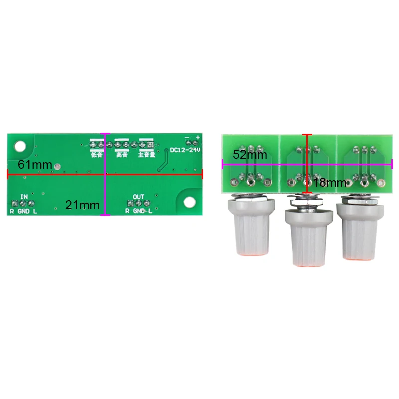 GHXAMP PT2313/TM2313 Digital Control Amplifier Tone Board Audio Mini Preamplifier Bass Tweeter Panel DC12V 61*26mm