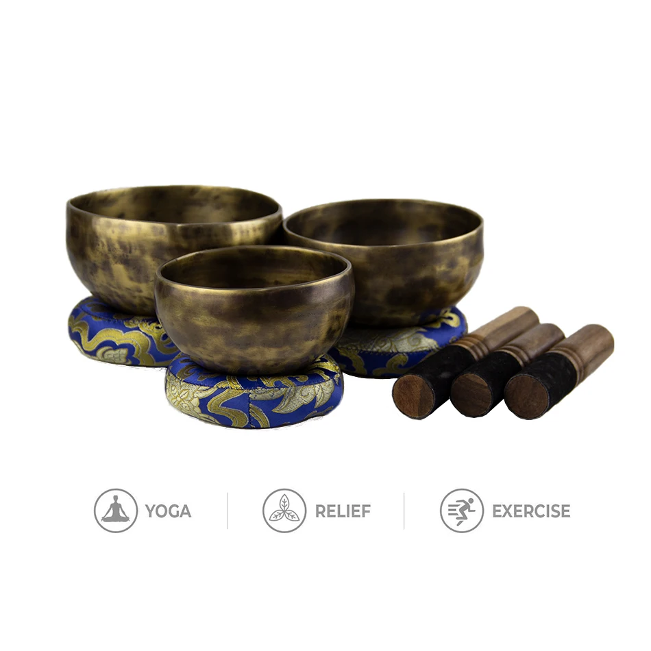 Antique Singing Bowls Antique Design With Dual Surface Mallet and Yoga physiotherapy uses this pure bowl voice Zen Singing Bowls