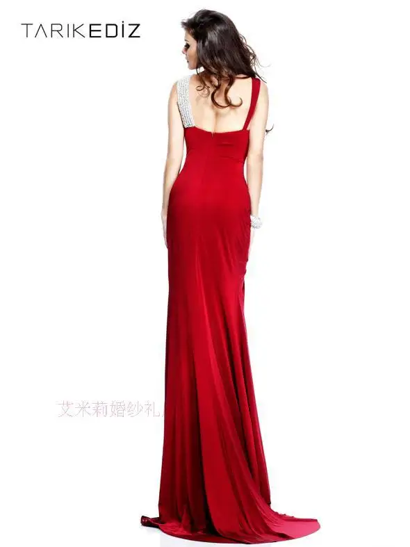 free shipping robe de soiree Cheap 2019 new fashion sexy red long crystal v-neck vestido de festa party gown bridesmaid Dresses