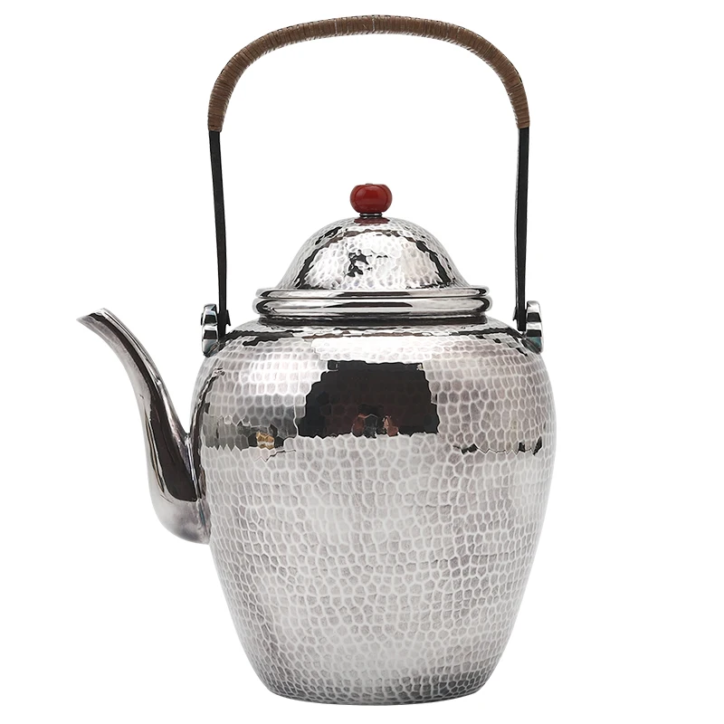 Silver teapot sterling silver 999 handmade one teapot 600ml pure silver tea set handle tea ware