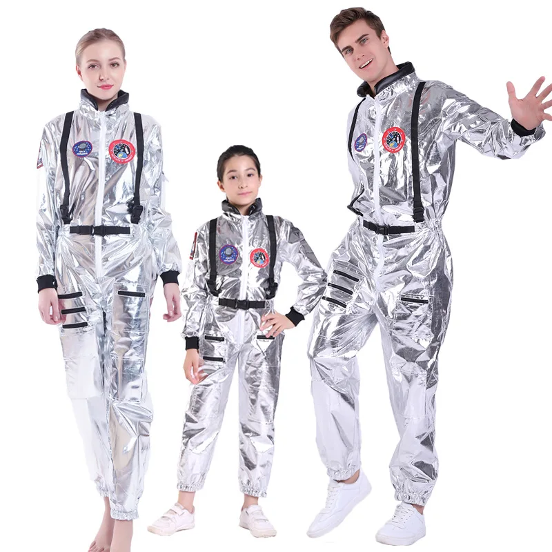 Men Astronaut Alien Spaceman Jumpsuit Cosplay Carnival Party Adult Women Pilots Outfits Halloween Child Costumes Family Group