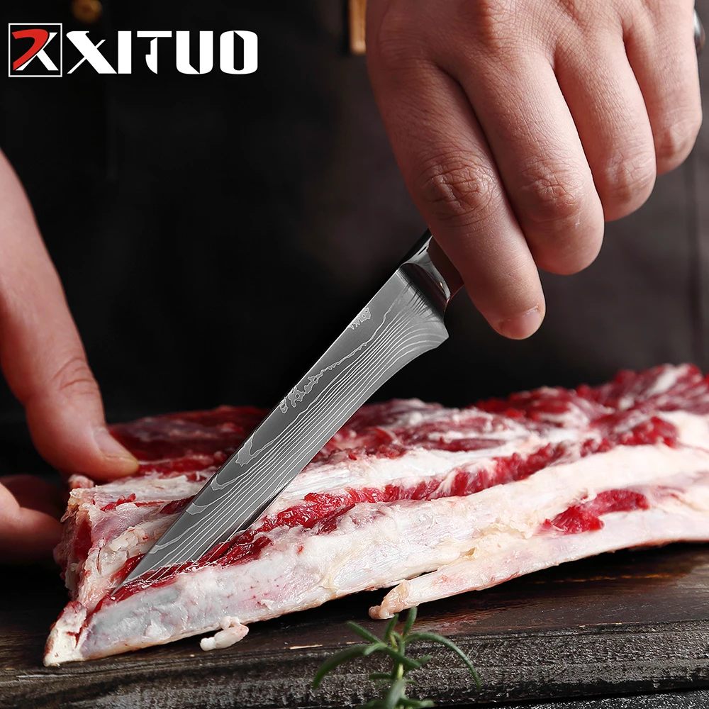 XITUO 5 Inch Stainless Steel Boning Knife Kitchen Bone Meat Fish Sushi Chef Knife Fruit Vegetables Cutting Tool Filleting Knives