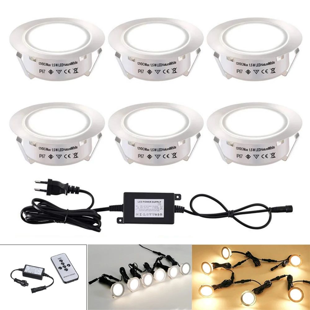 LED Deck Cahaya Dimmable DC 12V Lampu Underground EU/UK/US/AU Tersembunyi Led Pencahayaan Dek tahan Air IP67 Tangga Lampu Taman