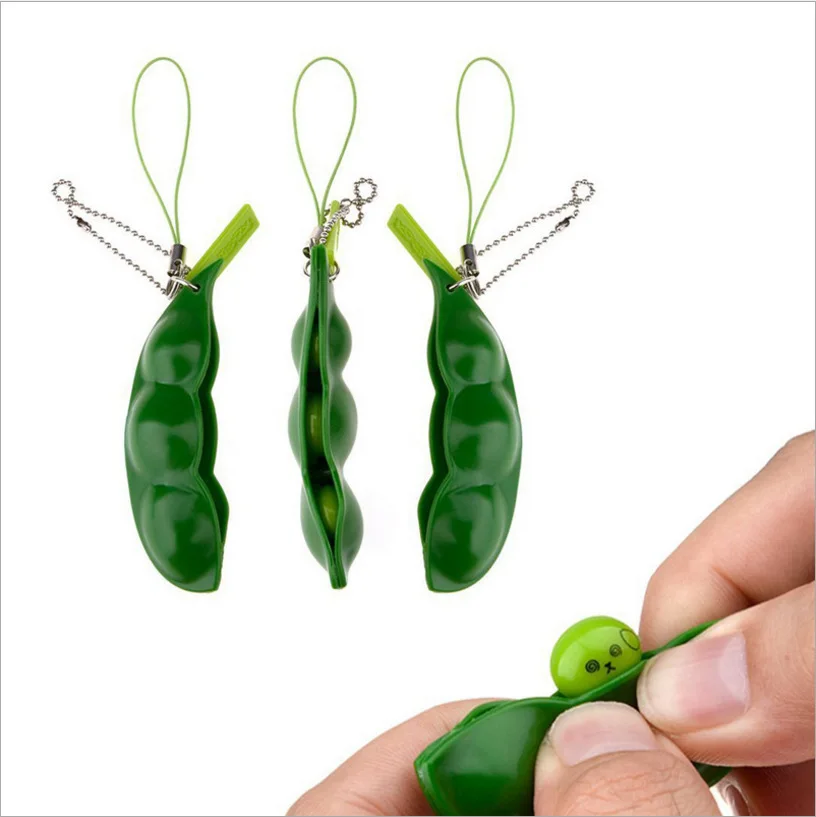 Squishy Infinite Squeeze Edamame Bean Pea Expression Chain Key Pendant Ornament Stress Relieve Toys antistress