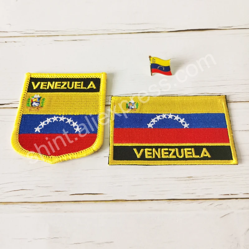 Distintivo distintivo con toppe ricamate con bandiera nazionale del Venezuela e spilla a forma quadrata un Set sulla decorazione dello zaino con