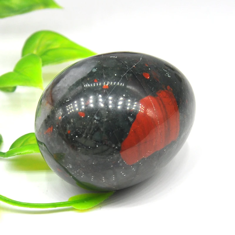 35x50MM Blood Stone Egg Shaped Gemstone Natural Healing Crystals And Stone Reiki Statue Table Decoration Crafts Home Decoration