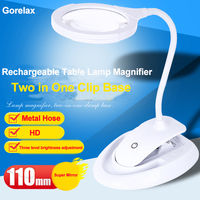 5-10X Table Magnifying Glass With Clip Three Level Brightness Adjustable Led Lamp Optical Lens Magnifier For Reading Repairing