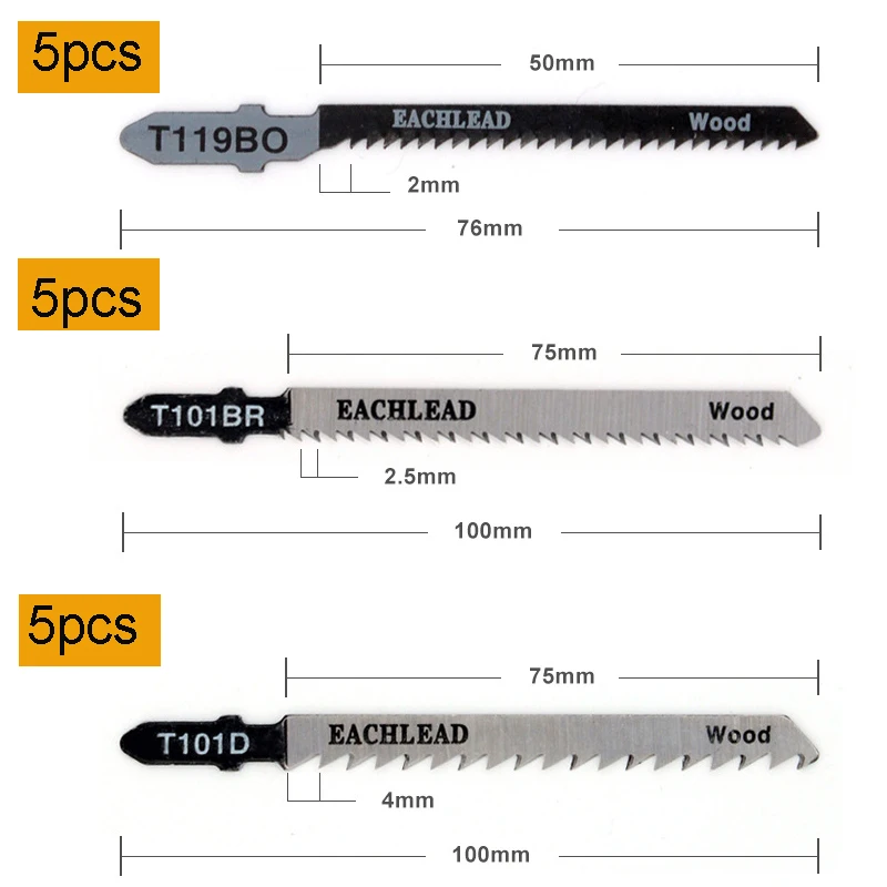 HCS 6T Jig Sägeblätter 5 teile/los High Carbon Stahl Kolben für Schnelles Schneiden Gerade Schneiden Jigsaw Klingen Holzbearbeitung werkzeug