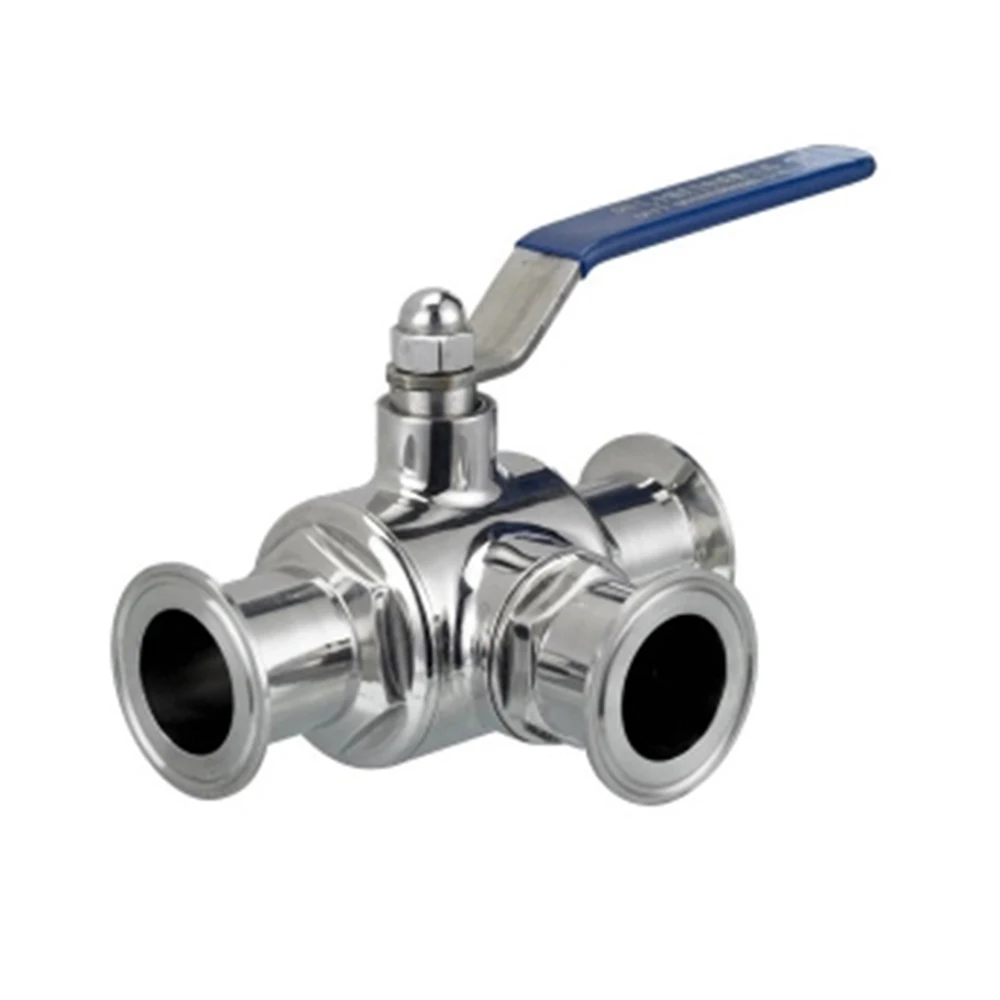 

304 Stainless Steel Sanitary Ball Valve 3 Three Way 1.5" OD 50.5mm Tri Clamp Ferrule Type For Food Homebrew Diary