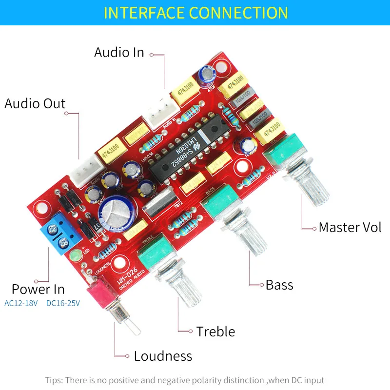 يونسيان LM1036 مكبر للصوت ايفي OP-AMP حجم لوحة تحكم ثلاثة أضعاف باس حجم EQ التحكم Preamp لمكبر للصوت