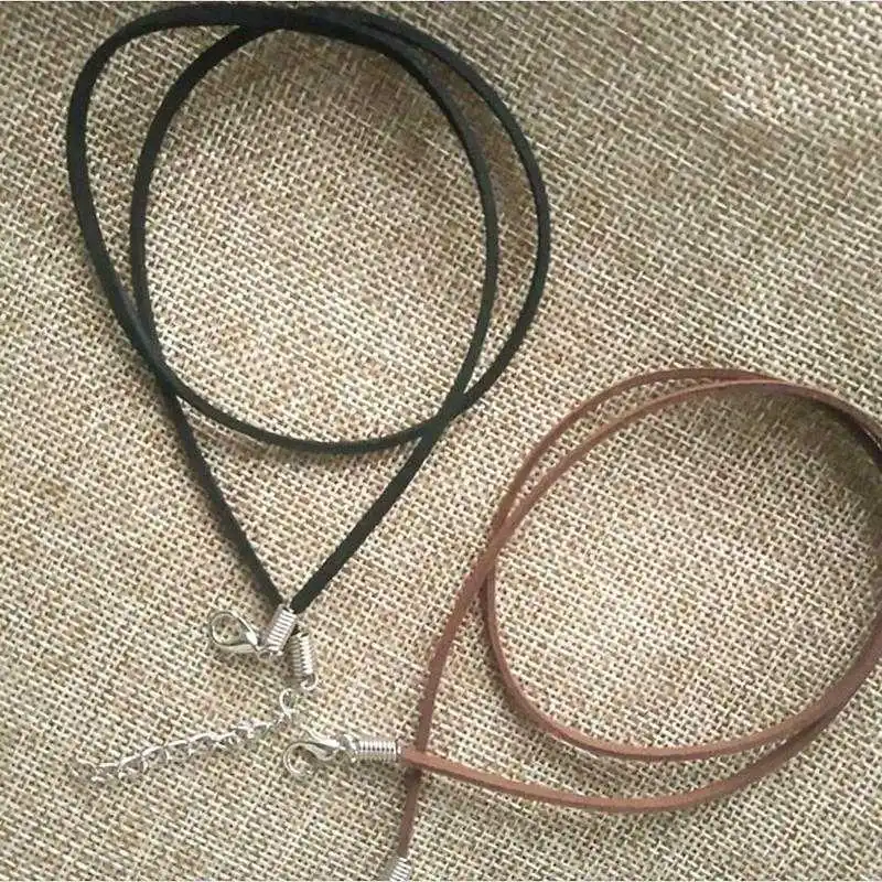 Cadena de cuero de gamuza negra y marrón, cordón de 50cm, pulsera trenzada hecha a mano, fabricación de joyas, 10 unidades