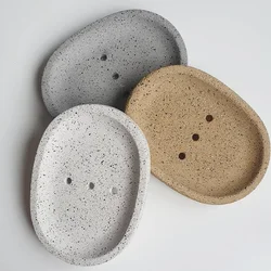 Oval Soap Dish Silicone Mold for Bathroom Shower,Bar Soap Holder Concrete Mould With Self Draining Terrazzo Art Tray Cement Mold