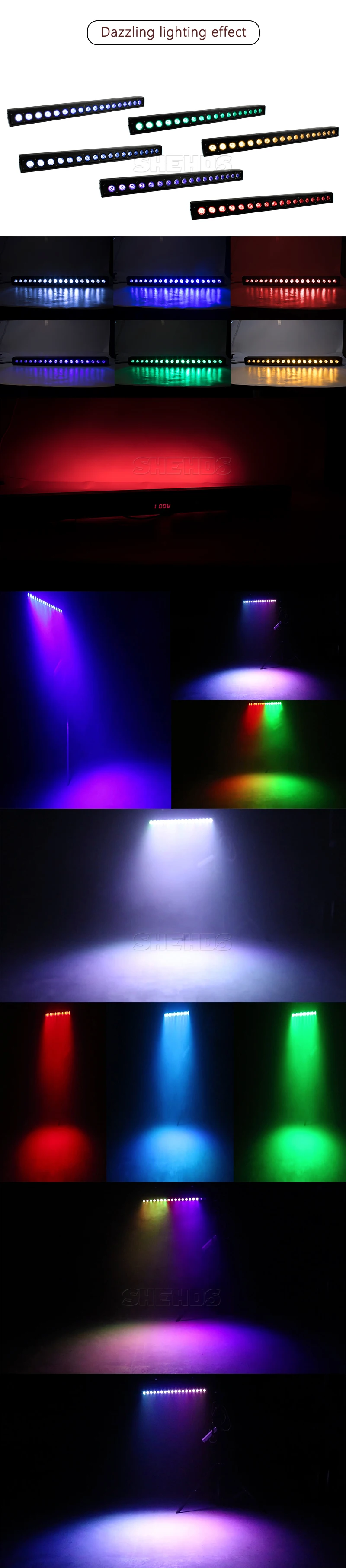 SHEHDS 2/4 stücke LED Wall Wash Bar 18x18W RGBWA + UV 6in1 Beleuchtung Für Dj Disco Indoor Pferd Rennen Lampe Weihnachten Dekorationen – Detail 5