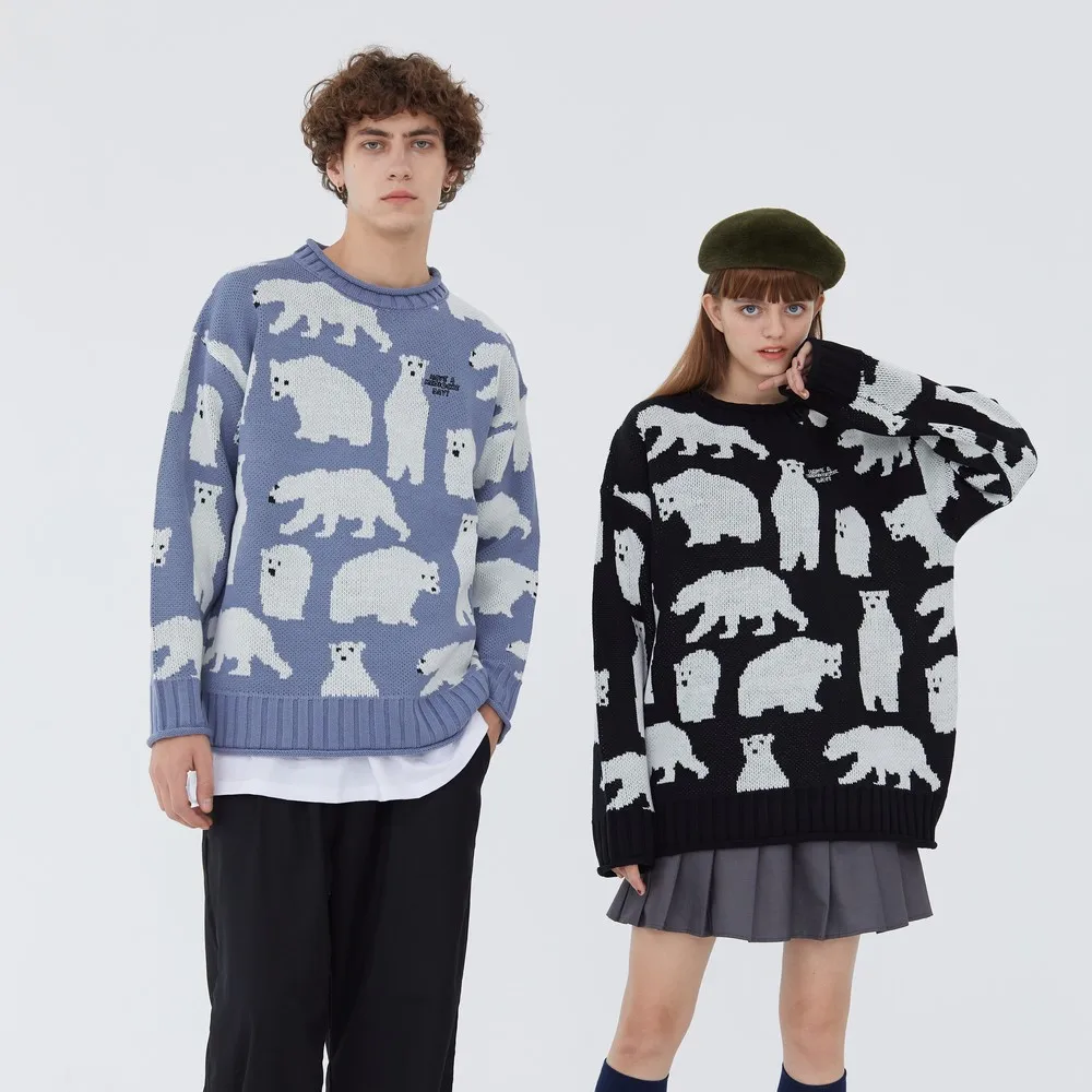 Vintage Couple Clothes Knitted Retro Sweater Japan Kawaii Harajuku Men Clothing Pull Homme Tops Sweaters Pullover Sweter Nice