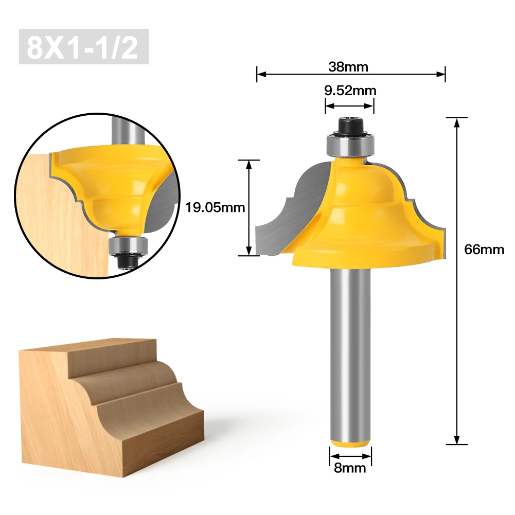 8mm shank Corner Round Over Router Bit with BearingMilling Cutter for Wood Woodwork Tungsten Carbide