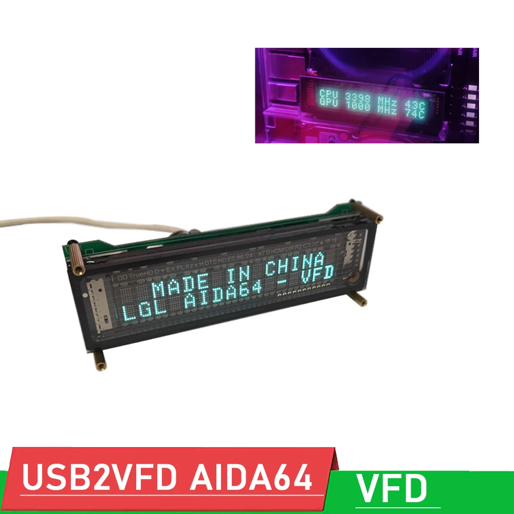 VFD Display AIDA64 Sub-screen VFD Clock USB2VFD AIDA64 Chassis Display Digital Screen Secondary Screen Desktop Computer PC