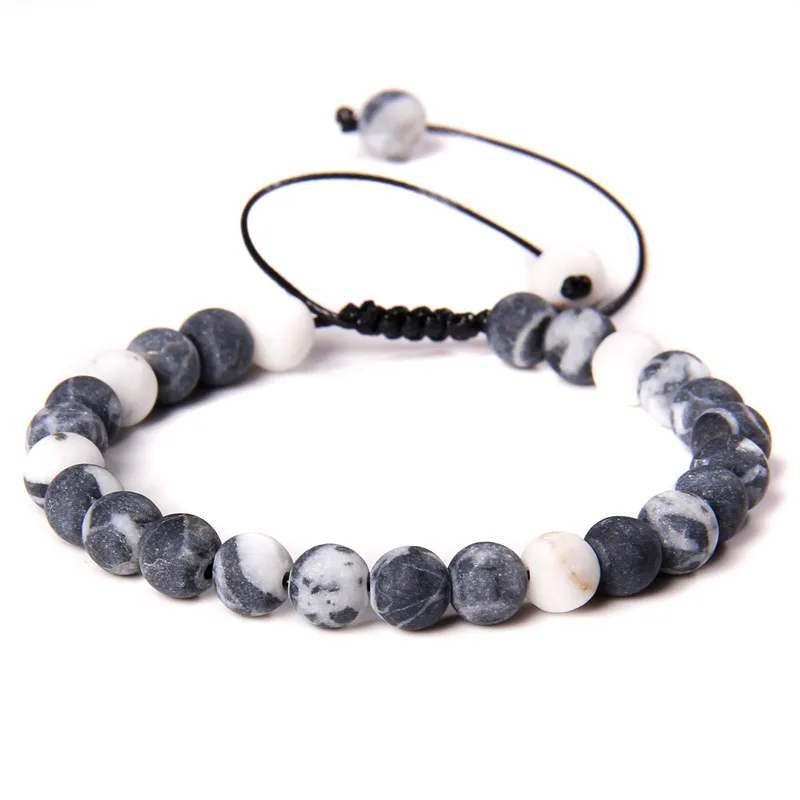 Matte Natürliche Stein 6MM Perlen Armband Chakra Mineral Rosa Zebra Aventurin Malachites Einstellbare Geflochtene Armband Armbänder
