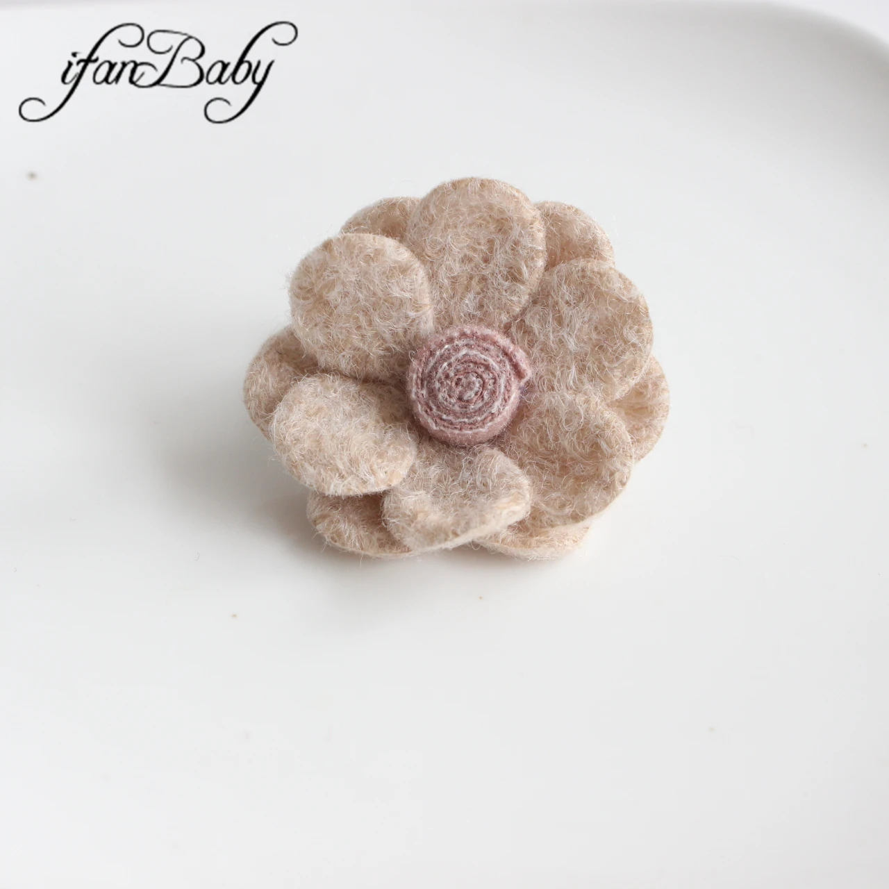 Flat Back 5cm Felt Wool Flowers For Hair DIY Accessories With Lollipop in Center Hair Flowers