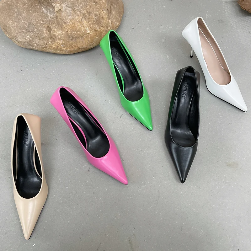 2021 Luxury Women 8cm High Heels Pumps Scarpins Office Ladies Designer White Green Black Heels Prom Stiletto Dress Party Shoes