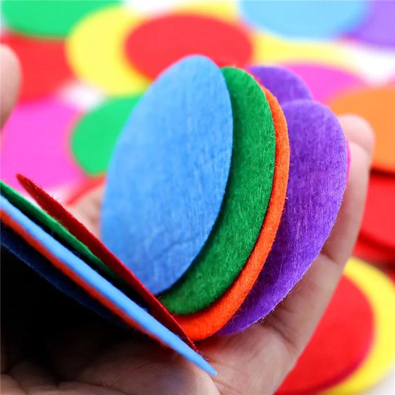 300 Pcs Round Wool Felt DIY Craft for Kids Handmade Felt Leaves Flowers Headwear Garland Scrapbooking Sewing Patch Accessories