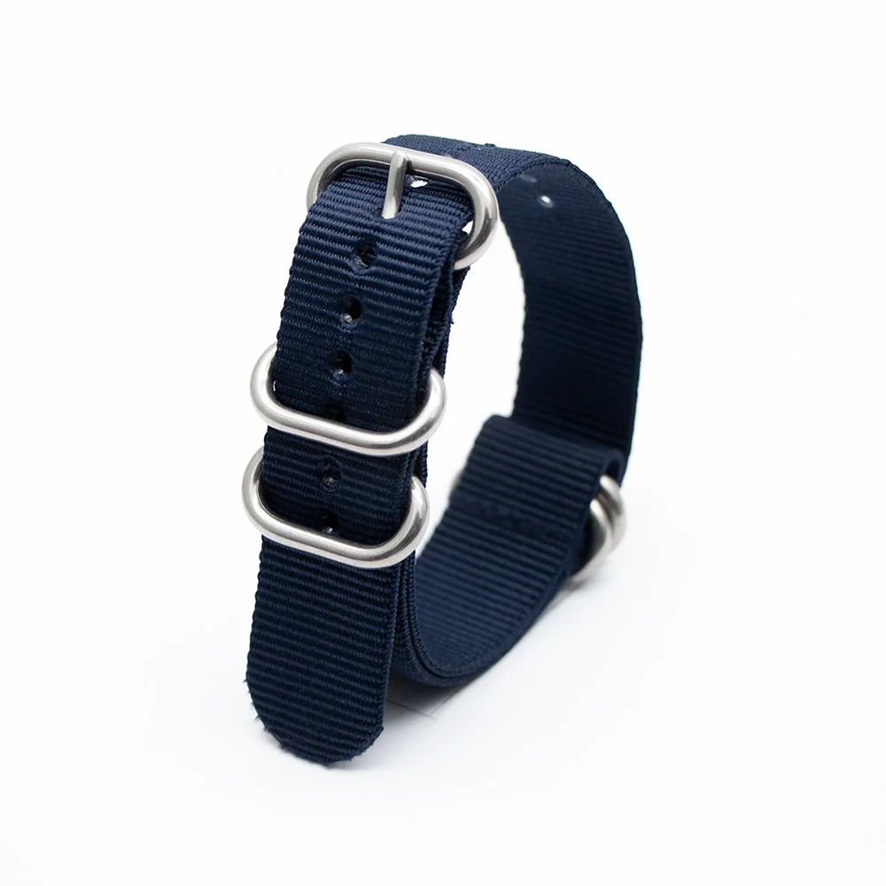 1 PCS Watchband Style Army Navy Blue Nylon Strap Weave Watch Replacement Belt for 18MM/20MM/22MM/24MM Table Attachment