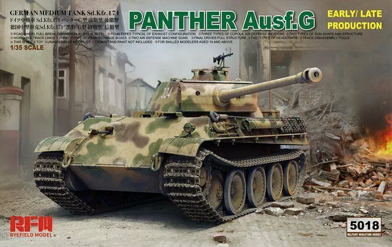 

Rye Field Model RFM RM-5018 1/35 German Panther Ausf.G Early/Late Production - Scale model Kit