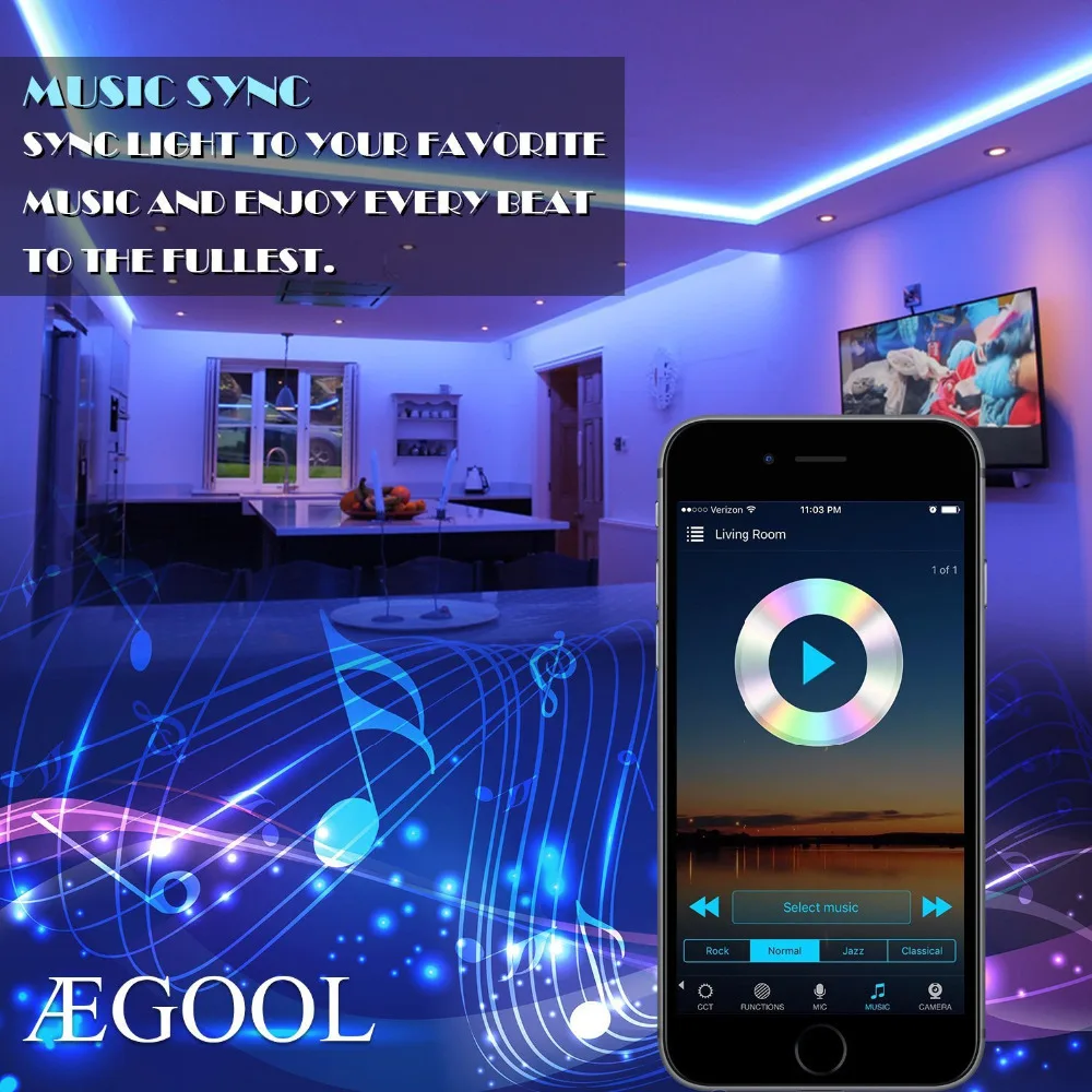 DC12V 5M 30/60Leds/M + Controller + Muur Power Smd 5050 Led Strip Set 24-Key Tuya Wifi Smart Alexa Voice Control